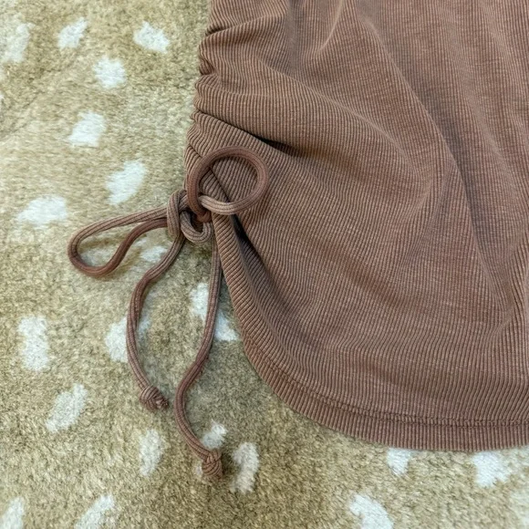 Pilcro Anthropologie brown ruched side tie tank top women’s size XXS - Picture 5 of 9